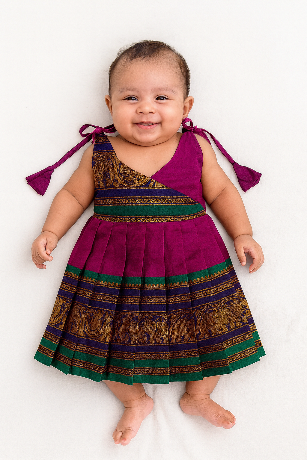 New Born Purple Chettinad Cotton Frock LF1592