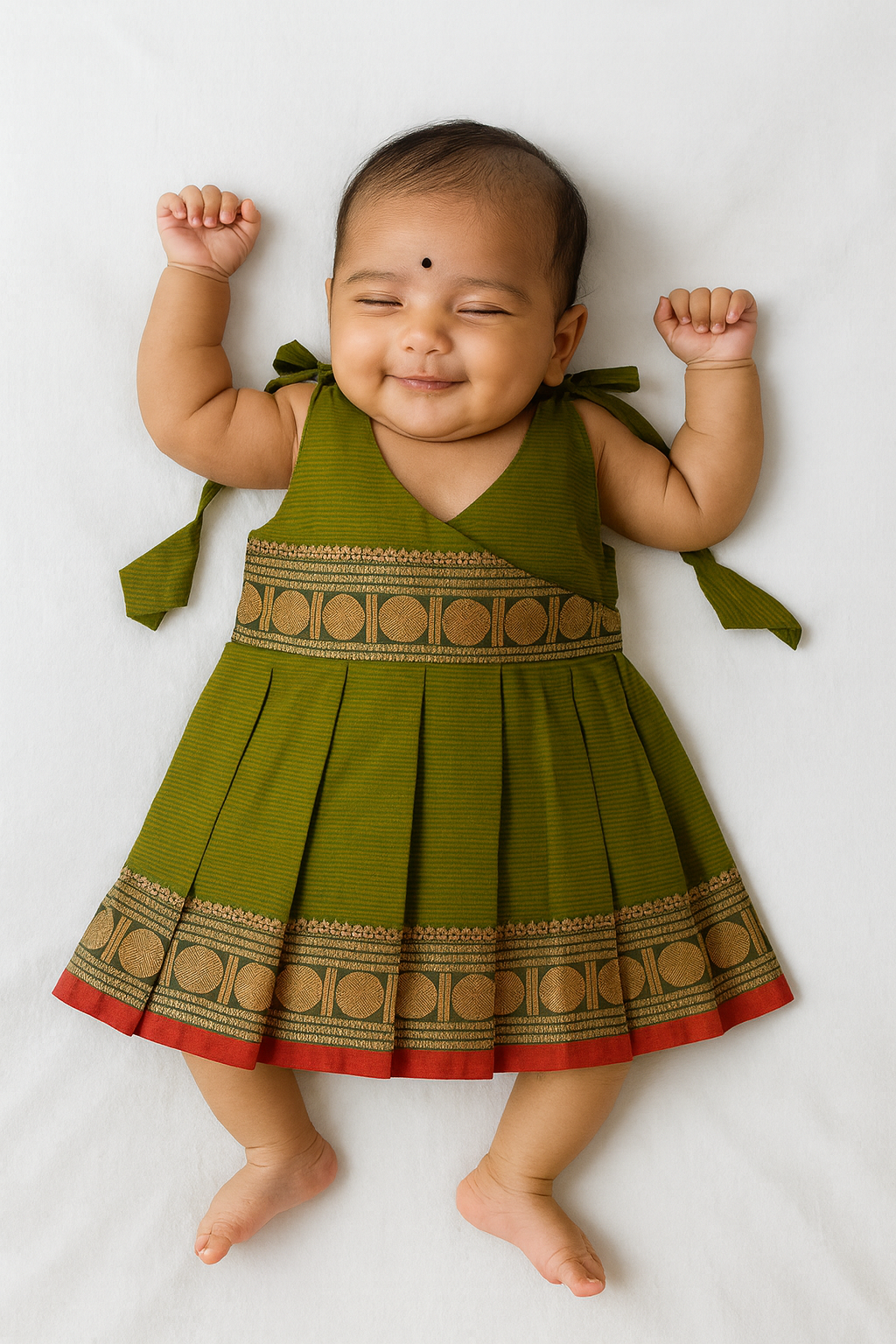 New Born Blue Banarasi Silk Frock LF1595