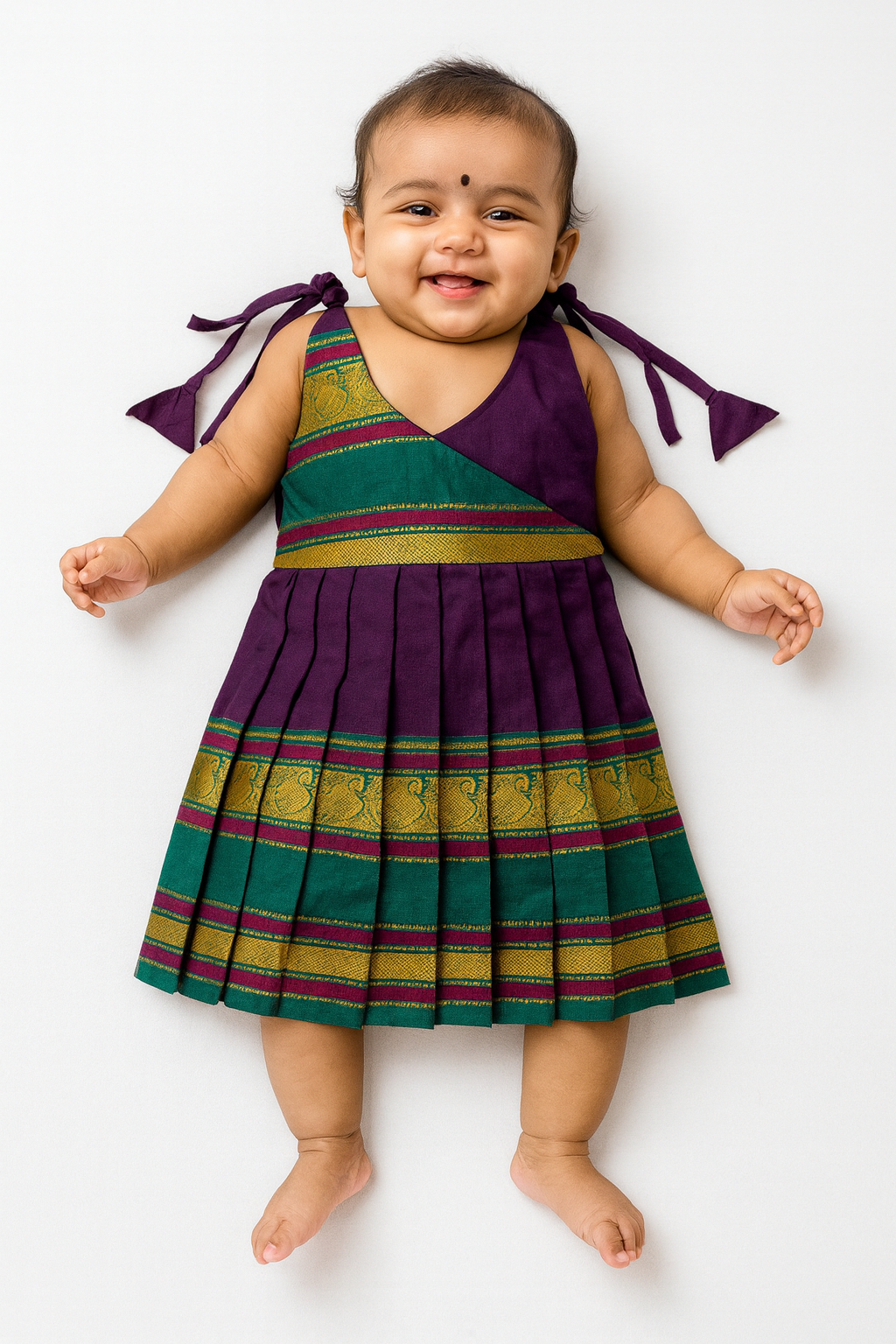 New Born Dark Purple Chettinad Cotton Frock LF1596