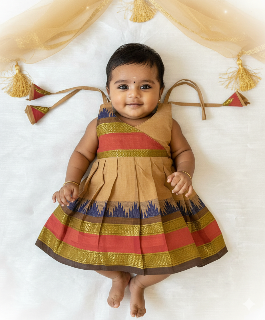 New Born Sandal Chettinad Cotton Frock LF1636
