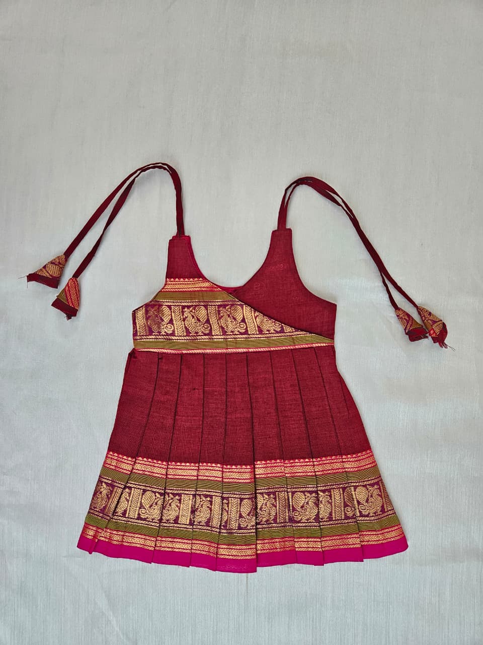 New Born Maroon Chettinad Cotton Frock LF1678