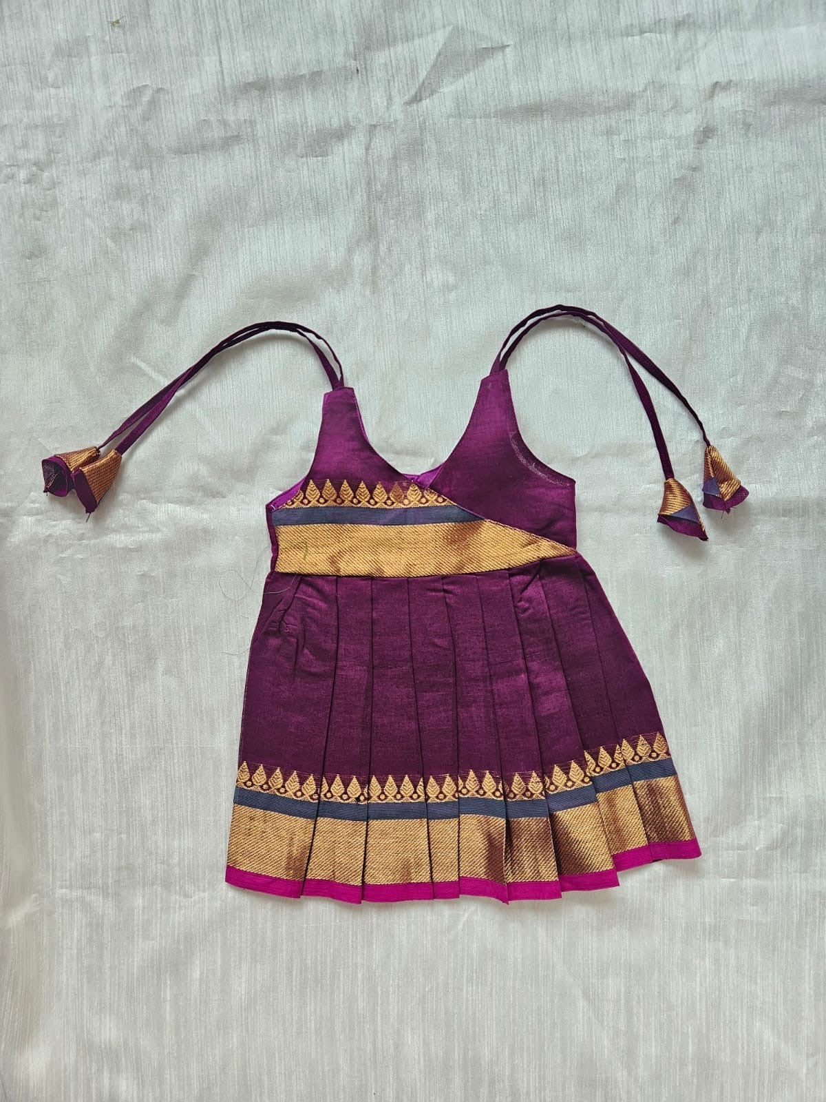 New Born Dark Purple Chettinad Cotton Frock LF1684
