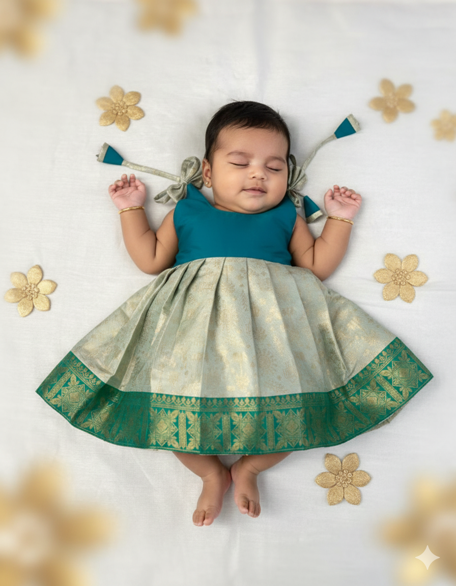 New Born Rama Green Knot Type Frock LF1685