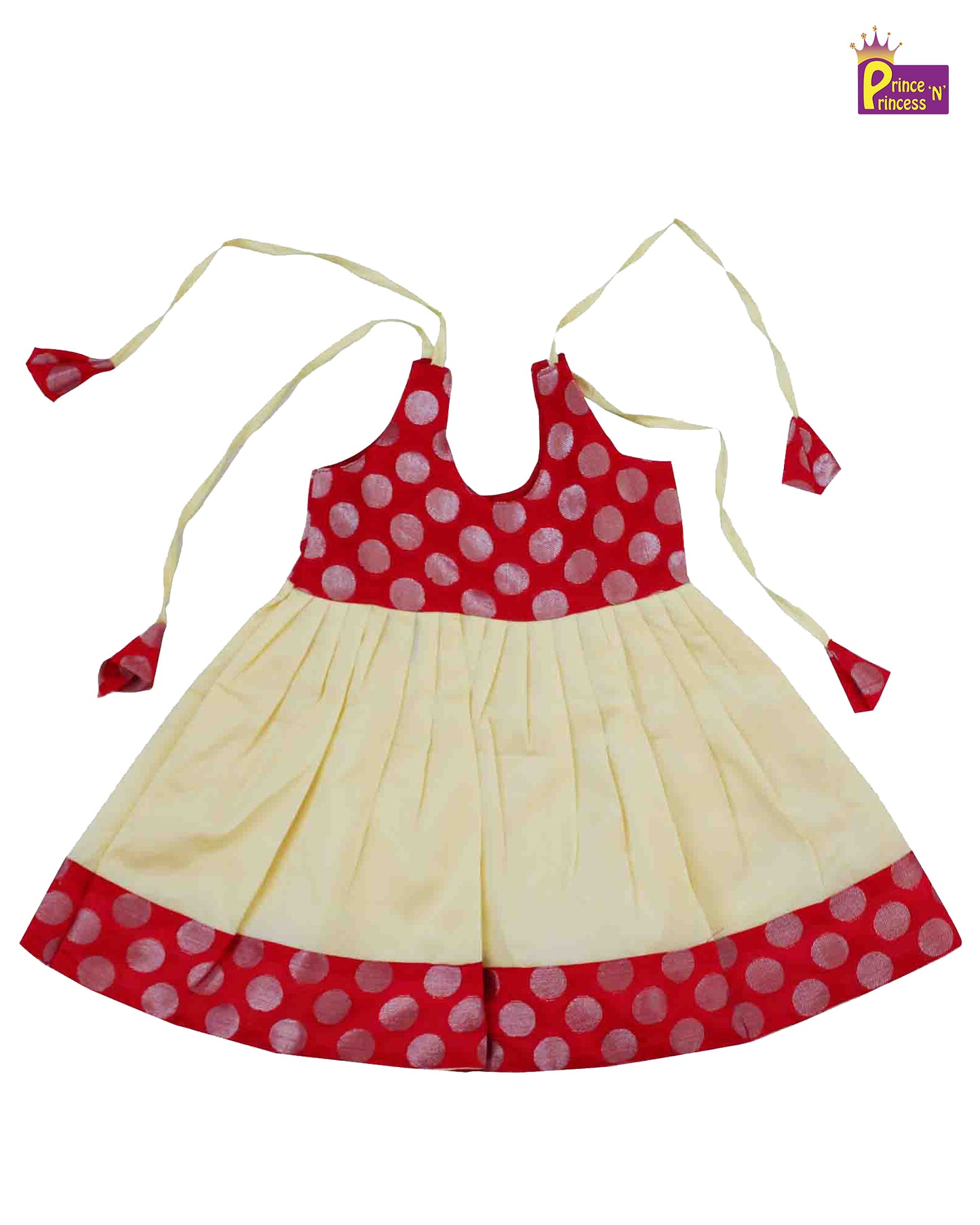 New Born Red Half white  Raw Silk Frock LF325