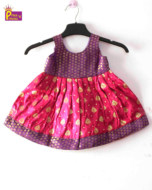 New Born Purple pink Raw Silk Knot Type Frock LF512 Prince N Princess