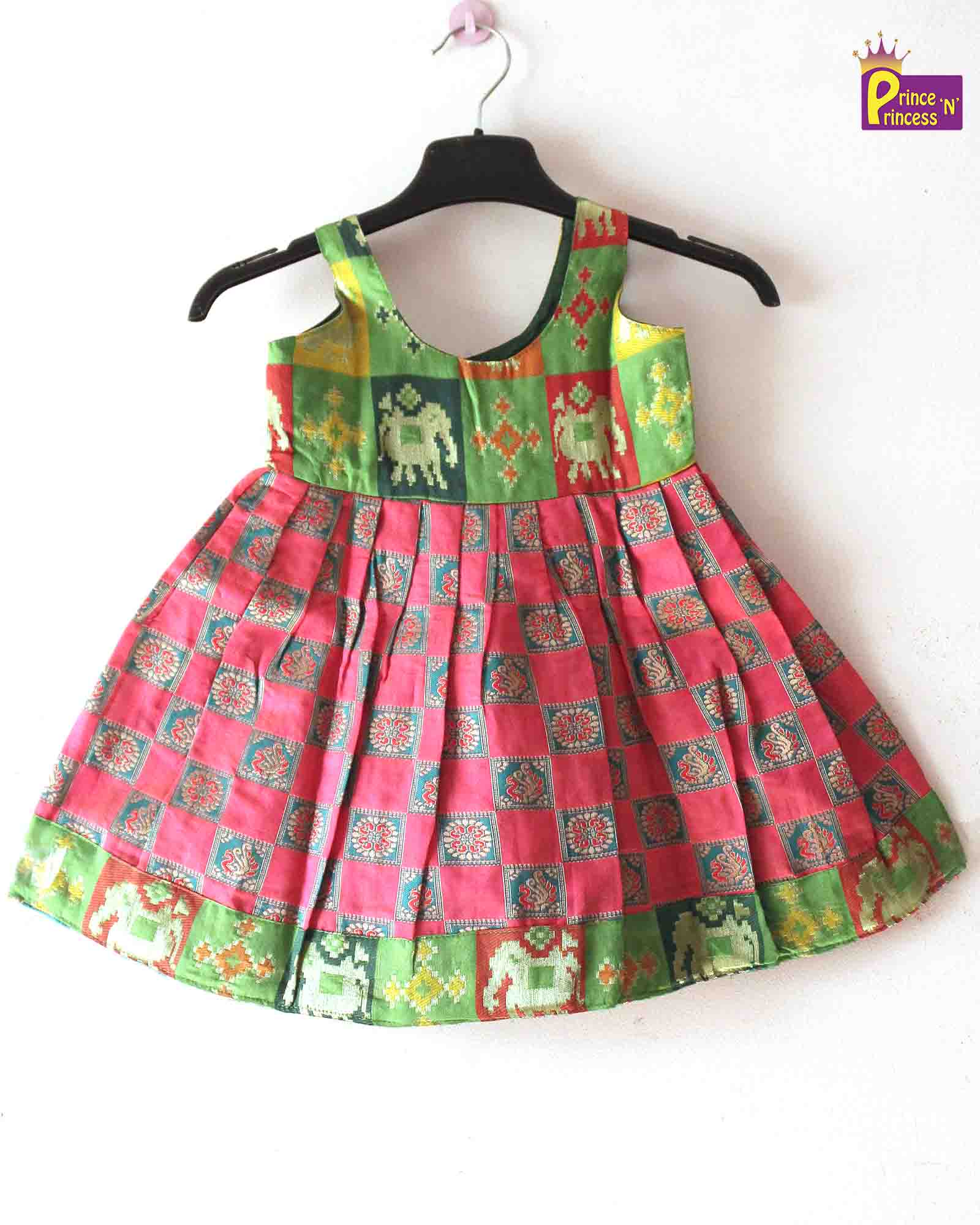 Copy of Kids New Born Pink  Silk Frock LF516 Prince N Princess