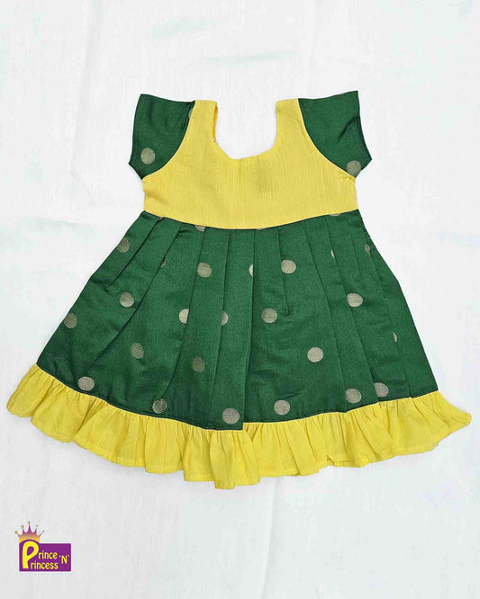Toddlers Yellow Green  Pattu Frock LF569