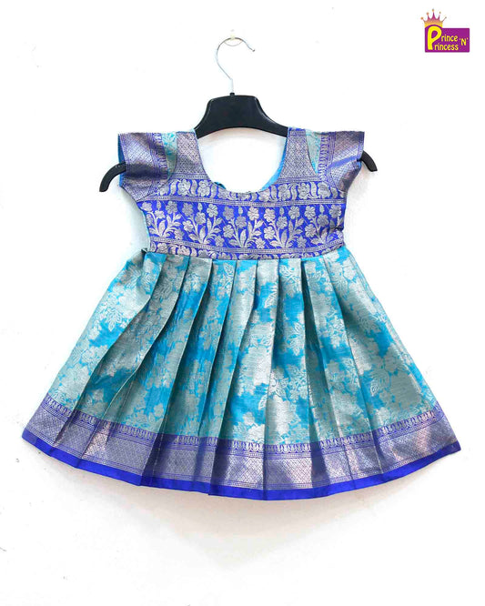 New Born Blue  Raw silk knot Frock LF735