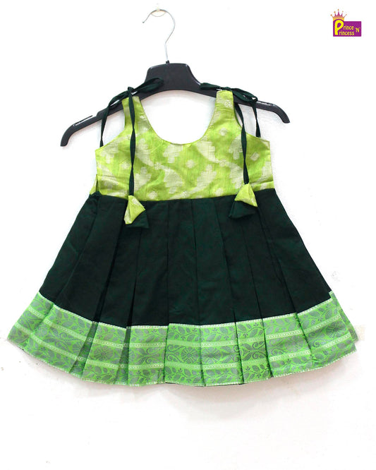 New born Green Raw Silk Frock  LF747