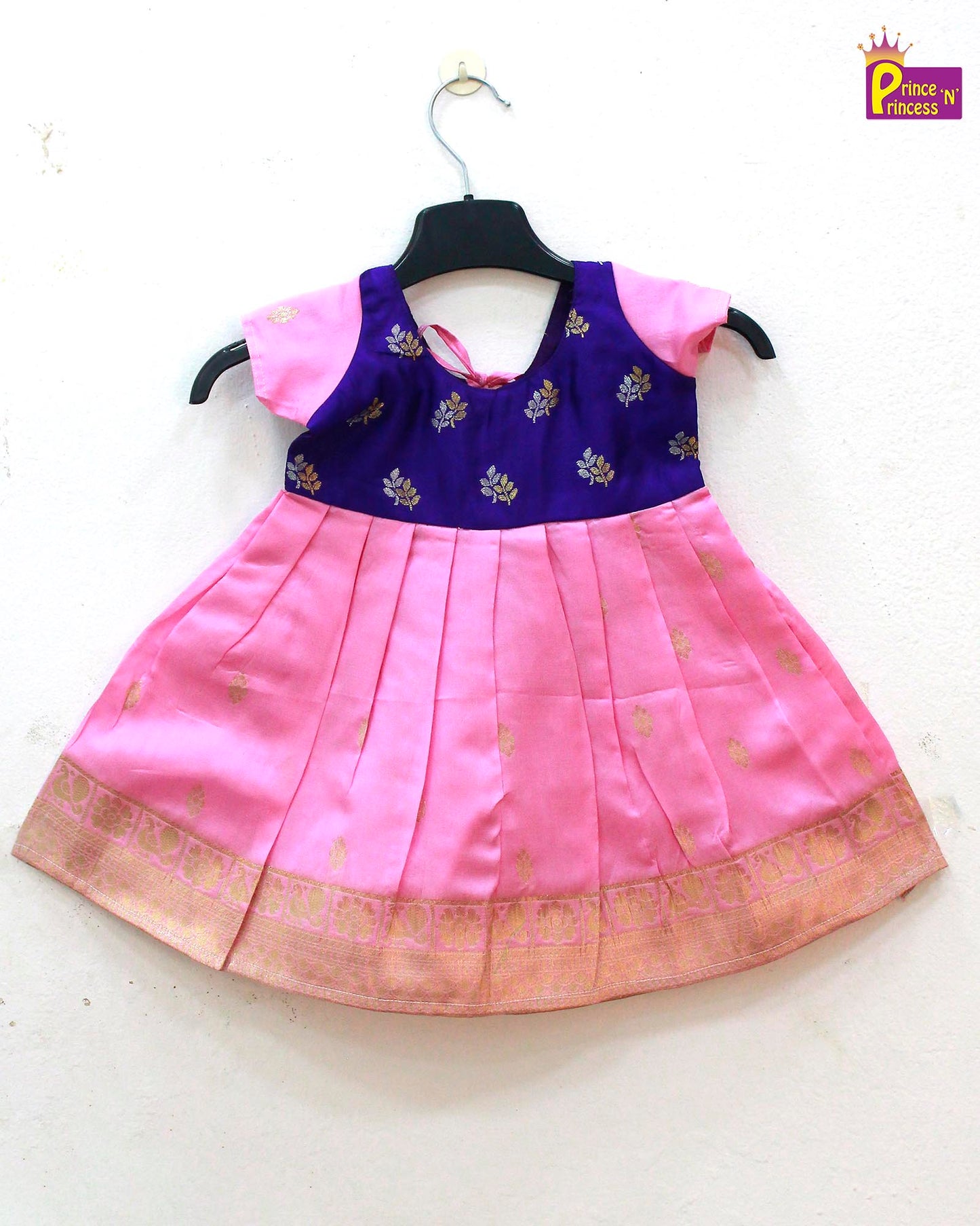 New born Pink Purple Raw Silk Frock  LF751