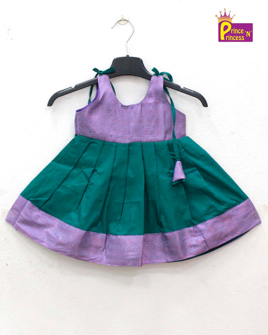 New born Purple with Ramagreen Raw Silk Frock LF790