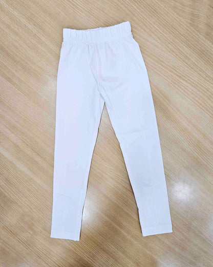 Girls White Solid Cotton leggings LG006 Prince N Princess
