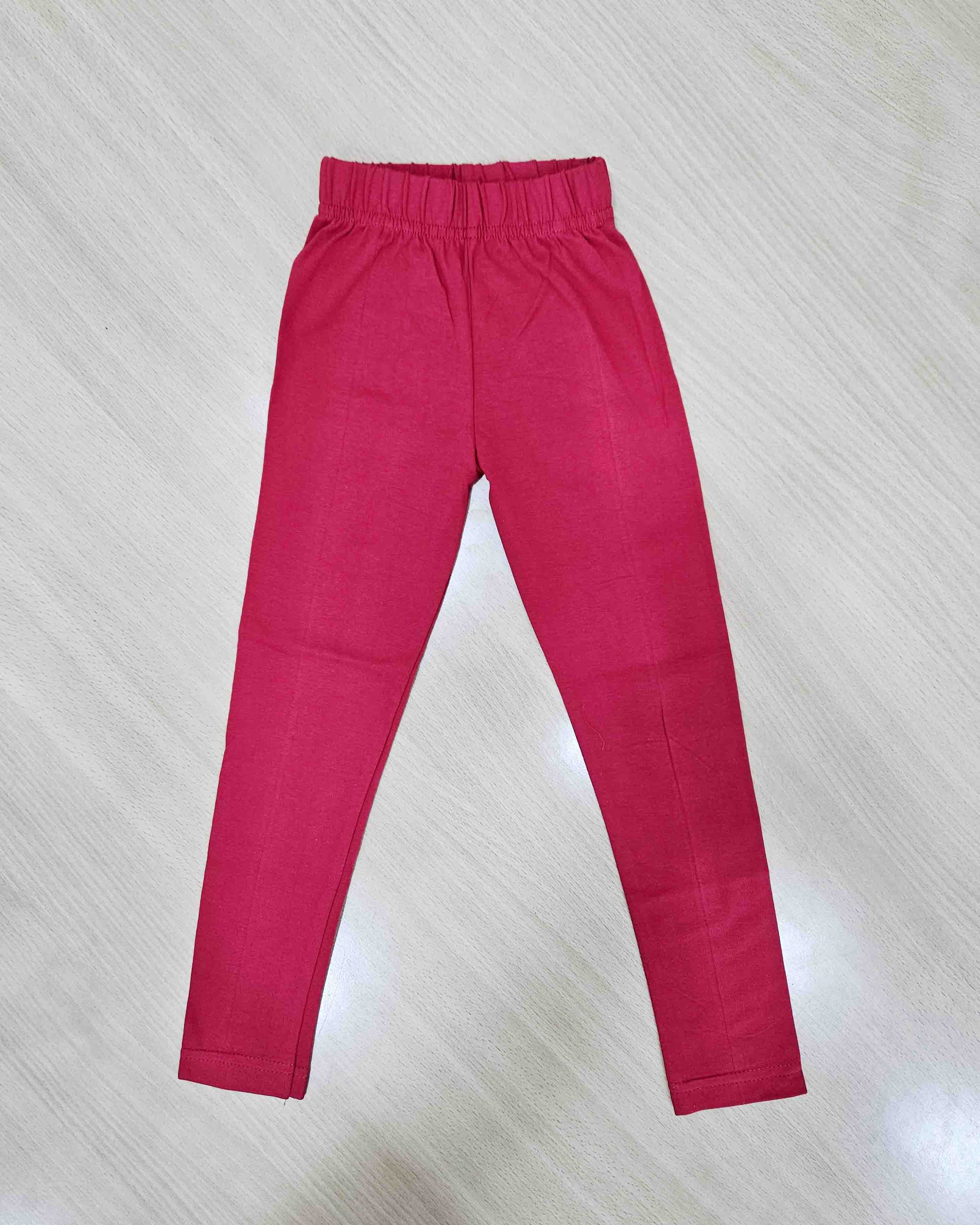 Girls Red Solid Cotton leggings LG007 Prince N Princess