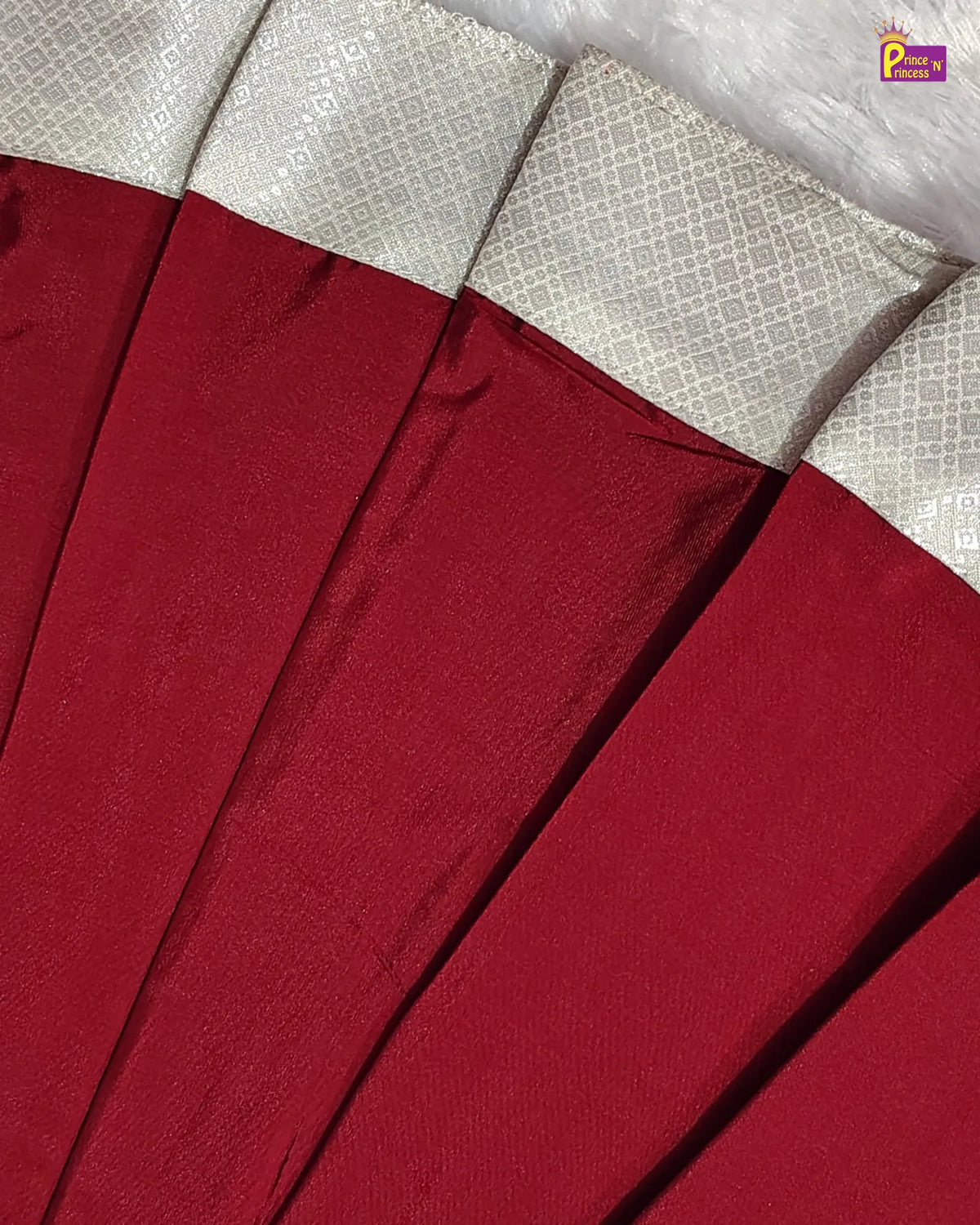 Maroon Raw Silk Newborn Lakshana Frock - Traditional Temple Wear LF2090