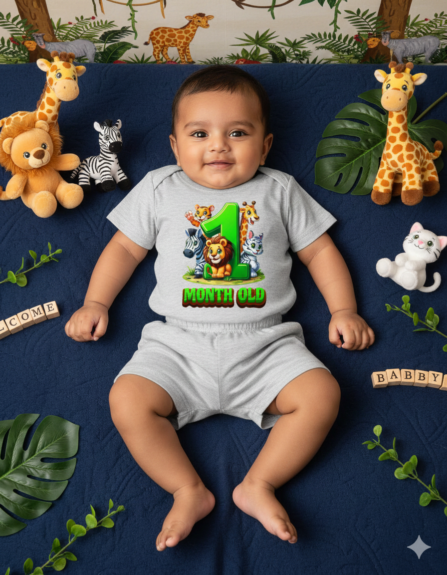 Newborn Melange Tees (Only T-Shirt) | Jungle Animal | NPT040