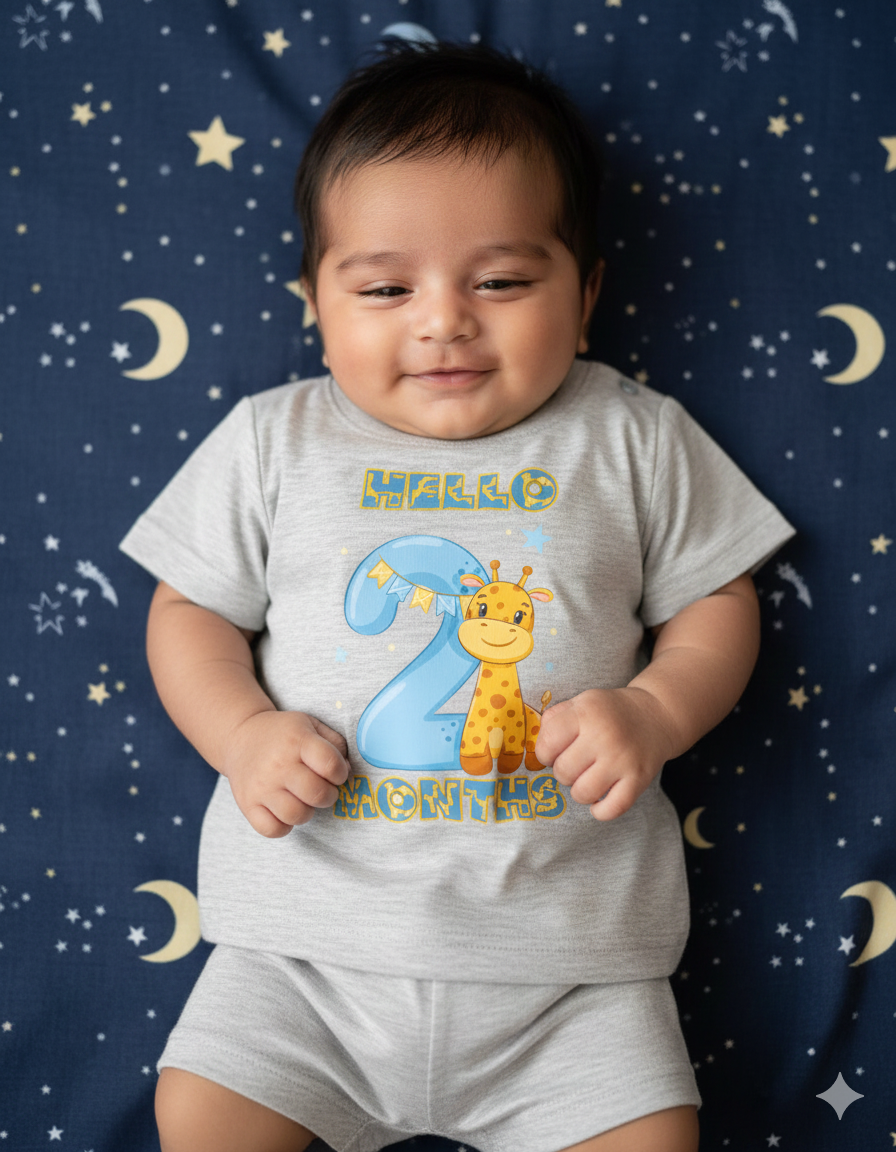 Newborn Melange Tees (Only T-Shirt) | Giraffe & Stars | NPT054