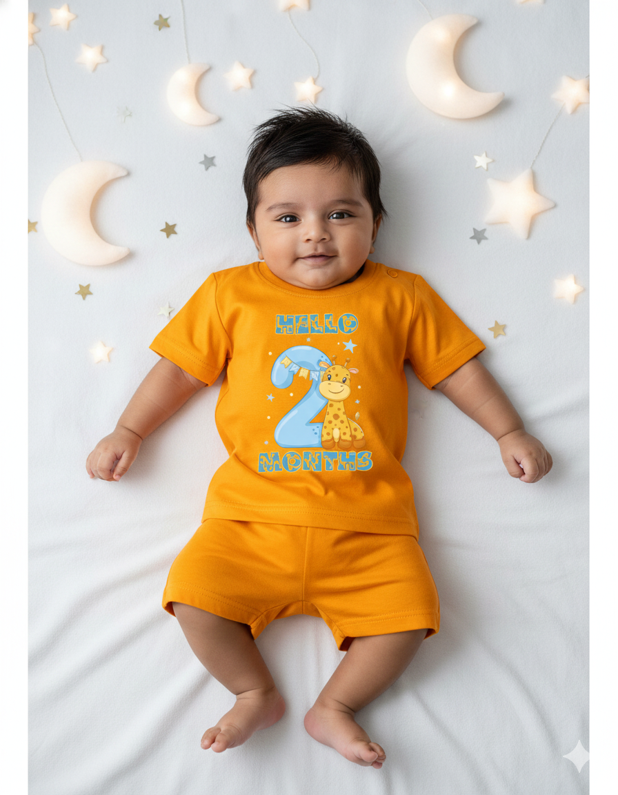 Newborn Mustard Tees (Only T-Shirt) | Giraffe & Stars | NPT055