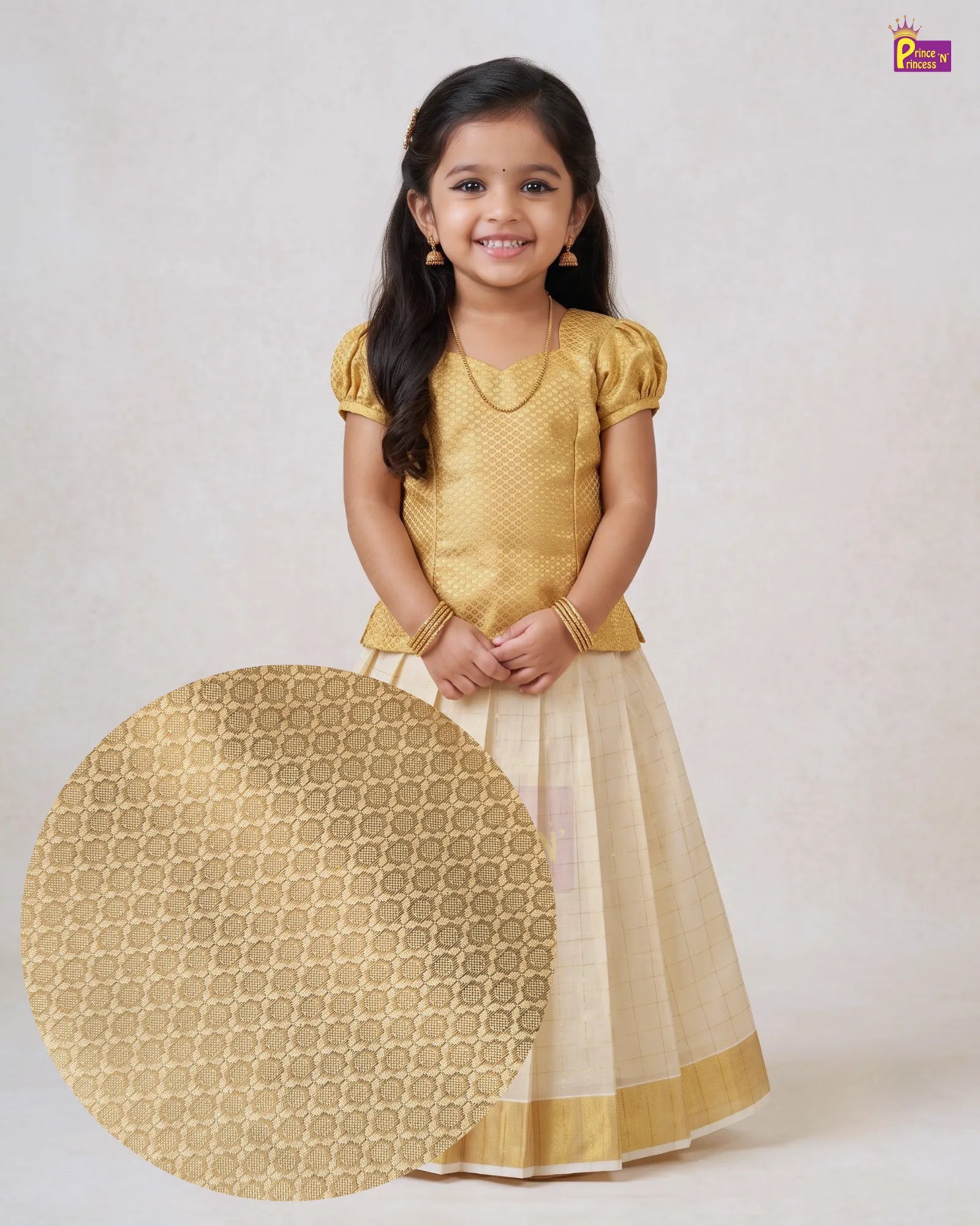 Onam Pattu Pavadai for Girls | Kerala Kasavu Pattu Pavadai Set PPP2100_1