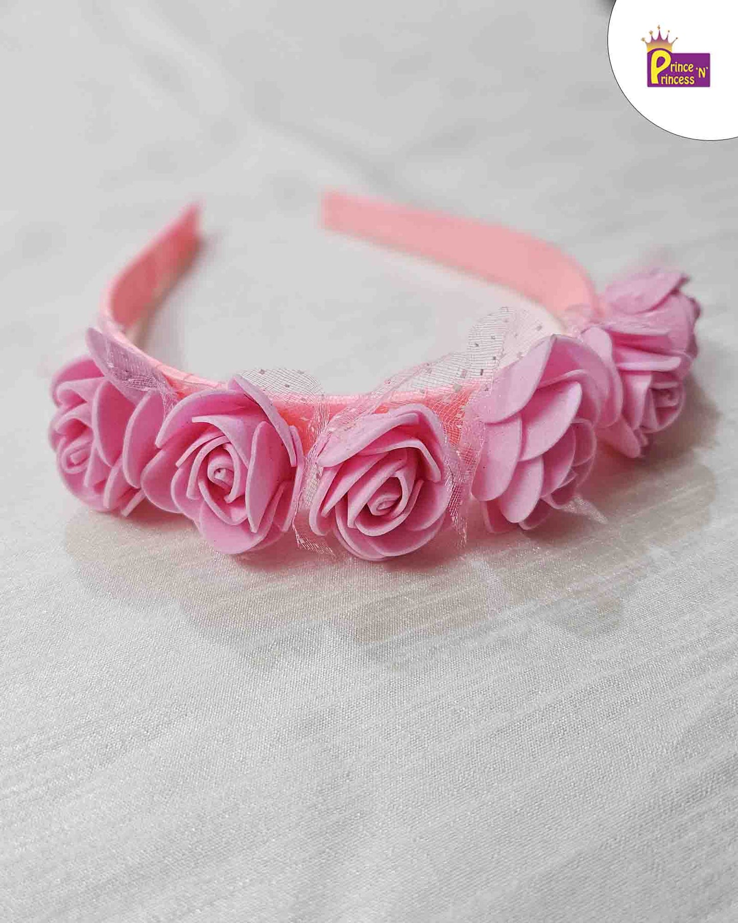 Pink Satin Hair Band with Foam Flow - Prince N Princess 