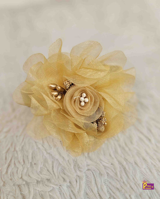Golden Satin Hair Band with Foam Flow