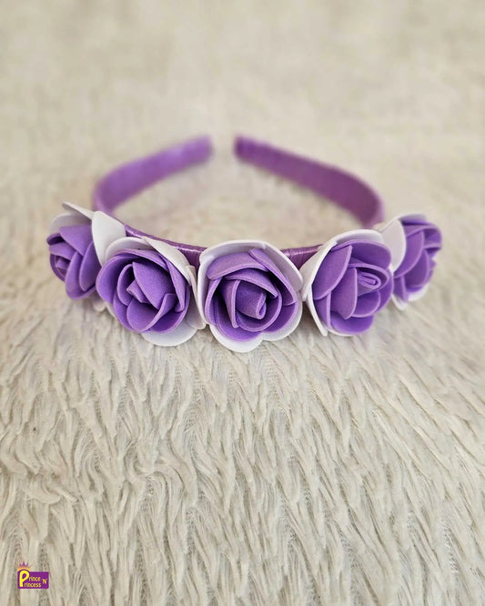 Lavender White Satin Hair Band with Foam Flower