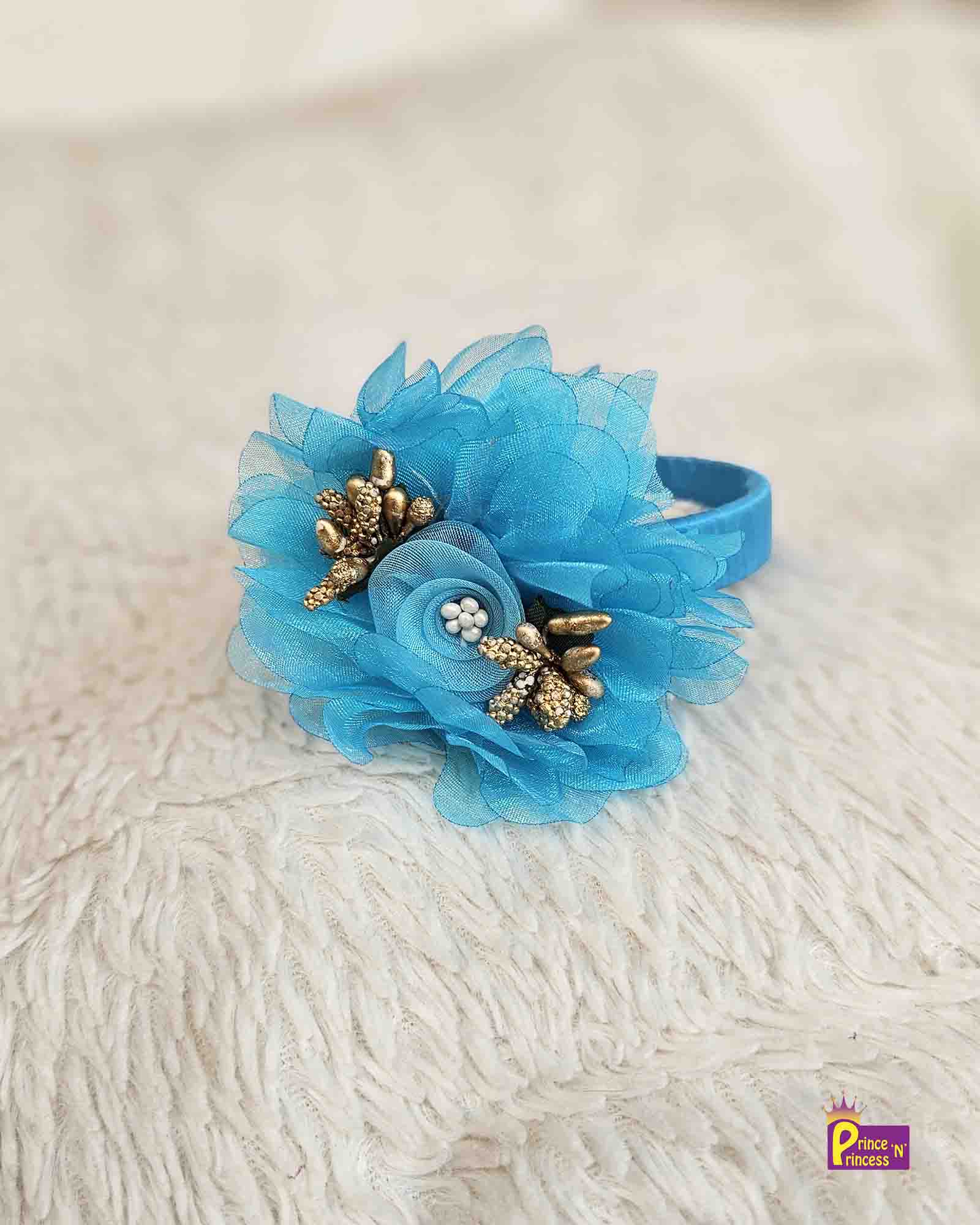 Blue Satin Hair Band with Foam Flow Prince N Princess