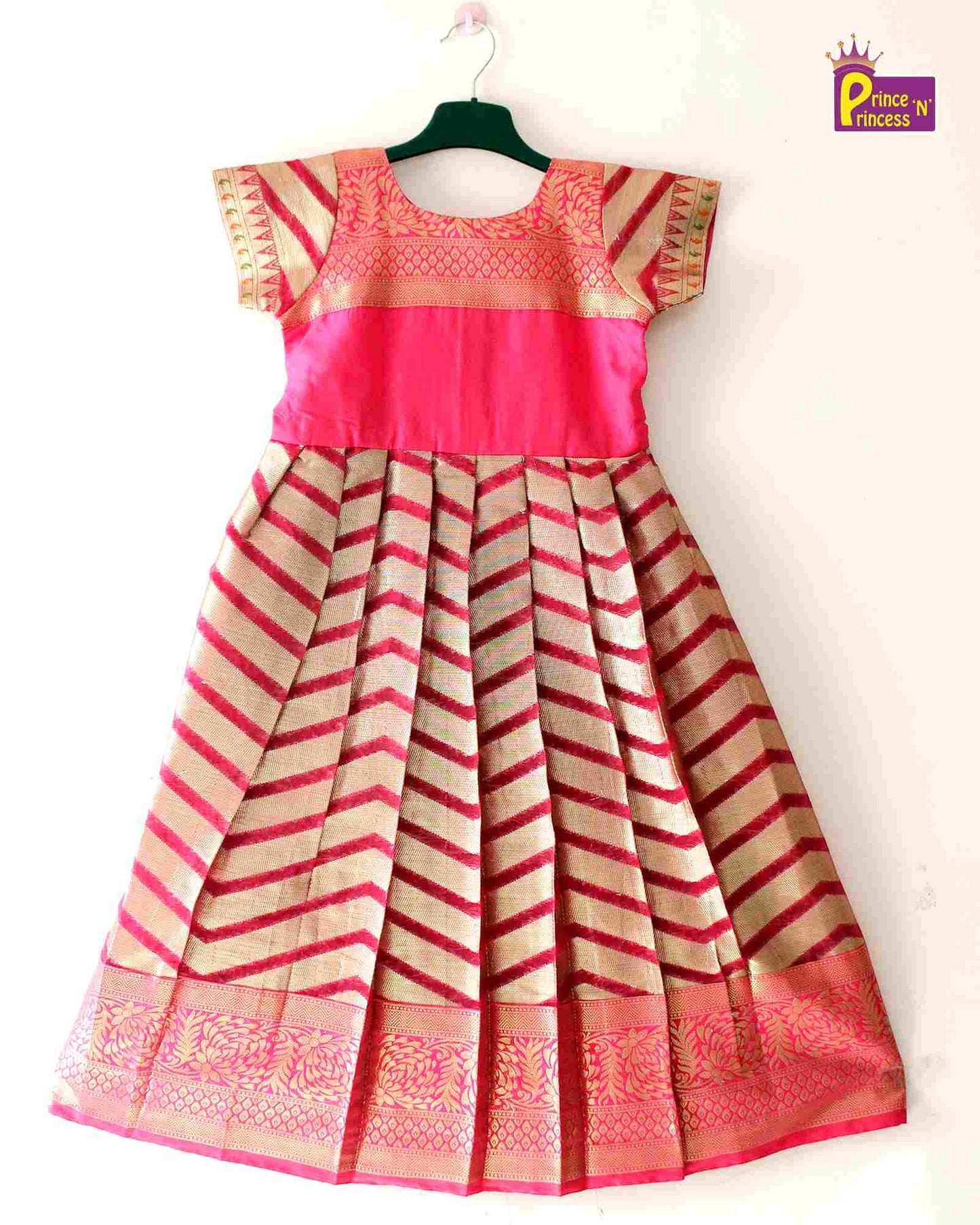 Prince N Princess pink  Banarasi  Chanderi Gown PG340