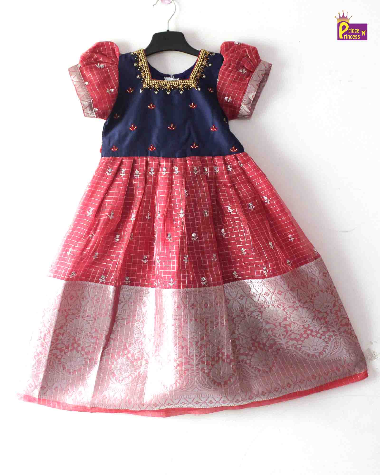 Kids Blue Pink  Organza AARI Ethnic Party Gown PG366 Prince N Princess