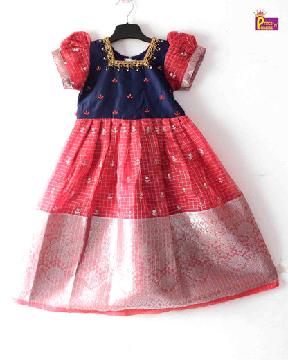 Kids Blue Pink  Organza AARI Ethnic Party Gown PG366 Prince N Princess