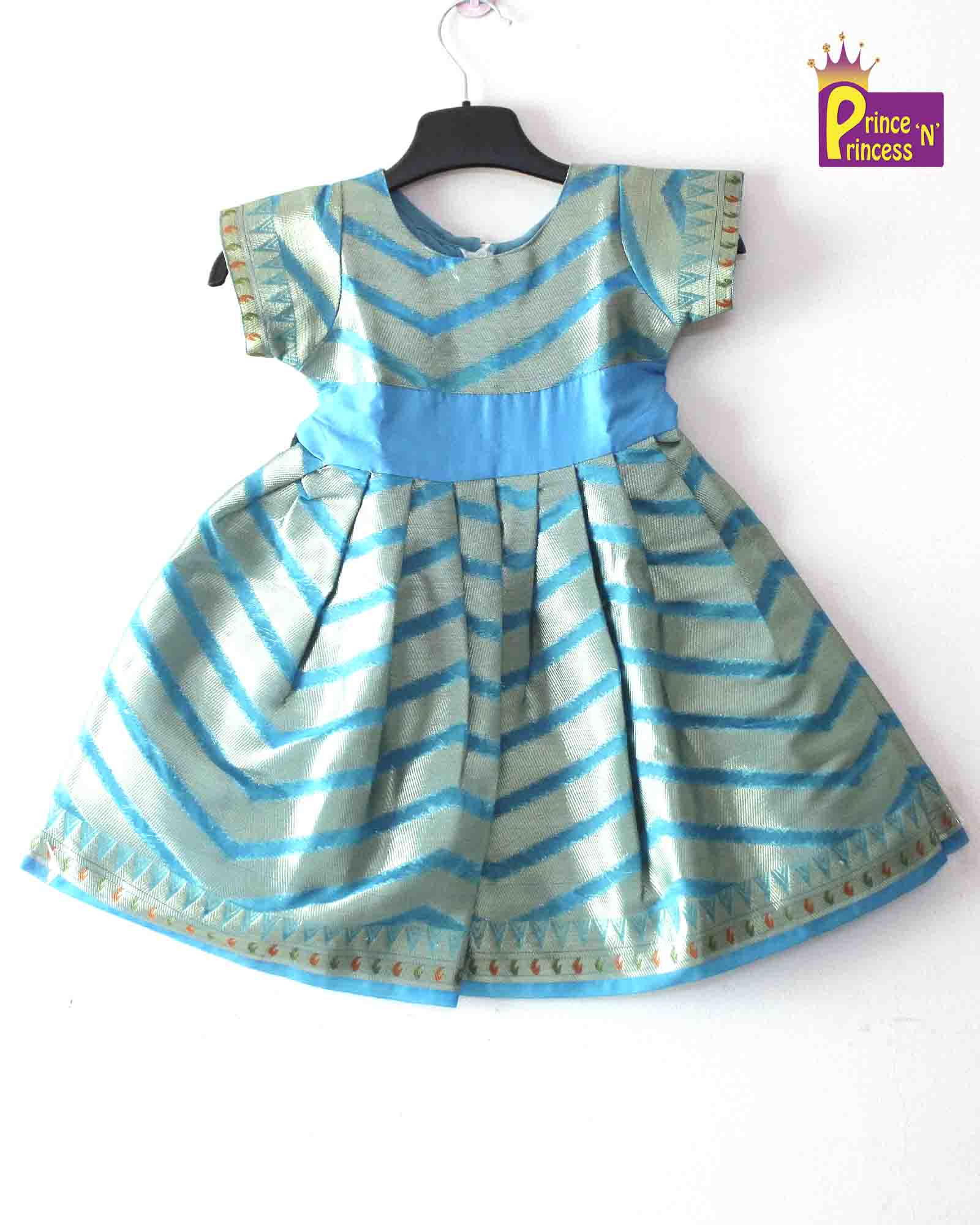 Prince N Princess Blue  Banarasi  Chanderi Gown PG369 Prince N Princess