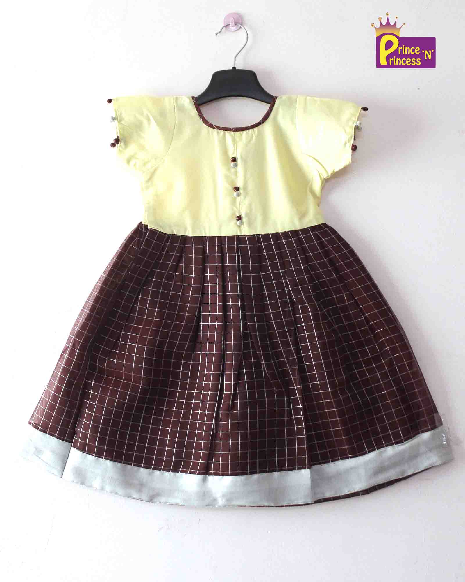 Kids Biege Coffee Brown Organza  Gown PG370 Prince N Princess