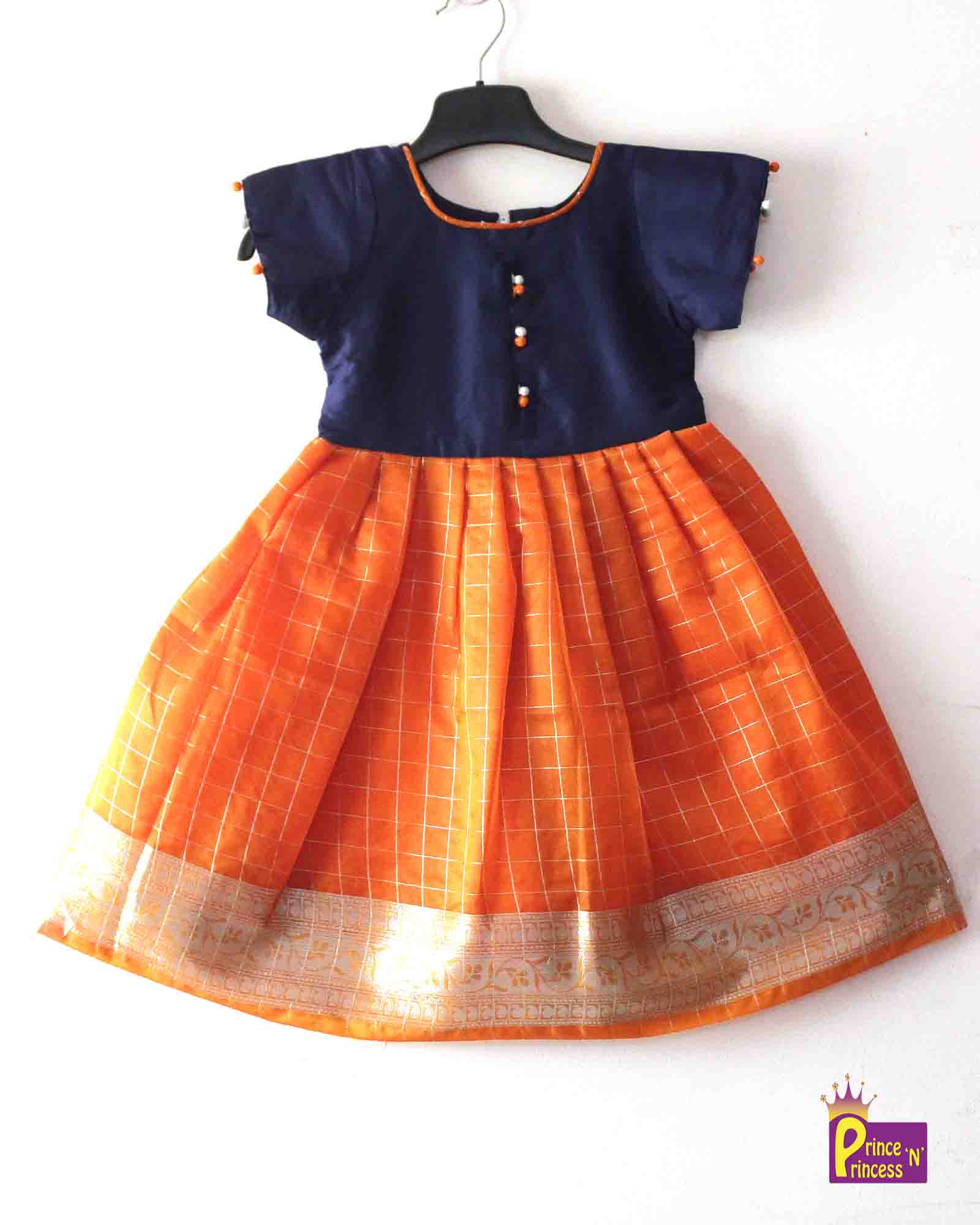 Kids Blue Orange Organza  Gown PG371 Prince N Princess