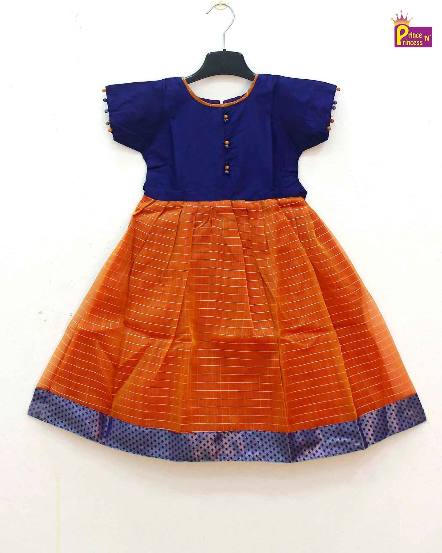 Kids Blue Orange Organza  Gown PG371