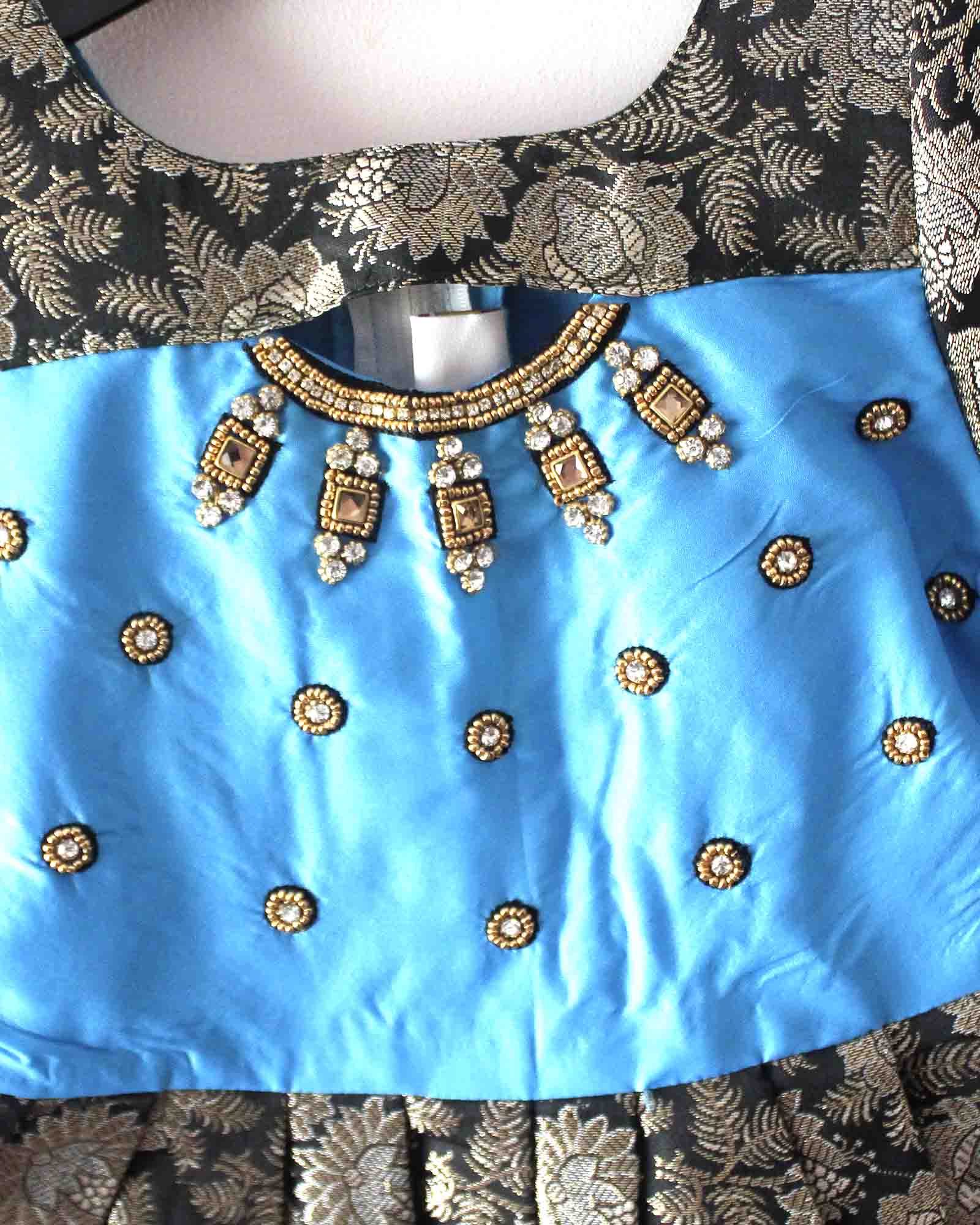 Prince N Princess Black Blue AARI work Pattu Gown PG378 Prince N Princess