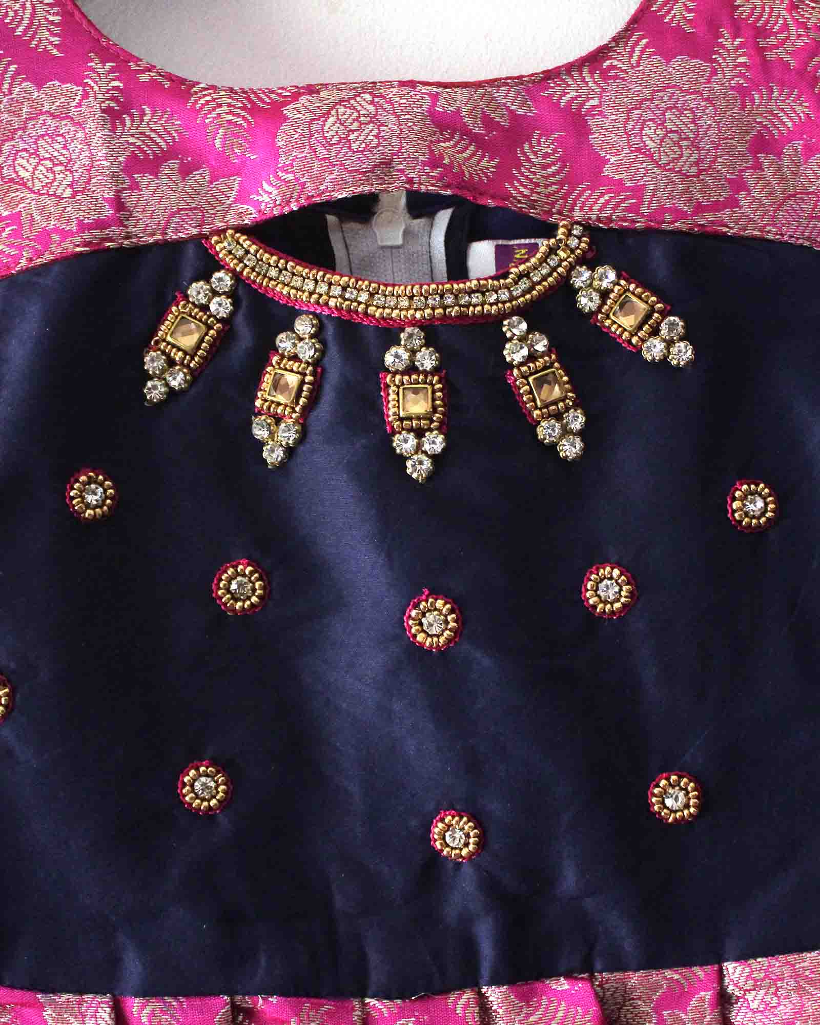 Prince N Princess Pink Blue AARI work Pattu Gown PG381 Prince N Princess