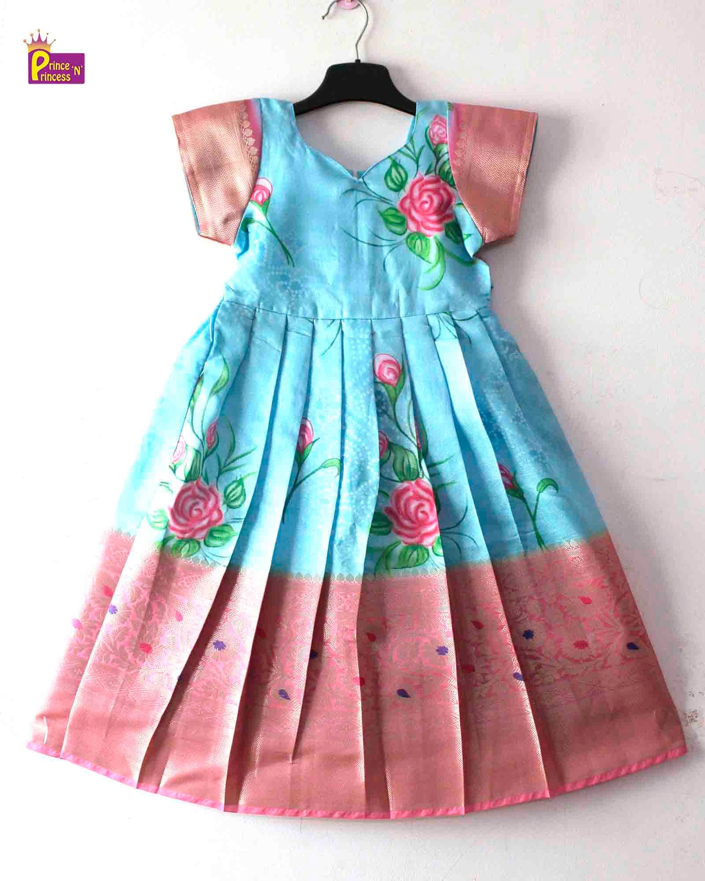 Kids Skyblue Ethnic Party Gown PG406
