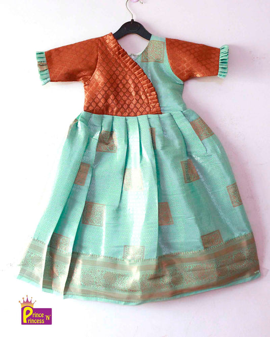 Kids Blue copper Ethnic Party Gown PG409