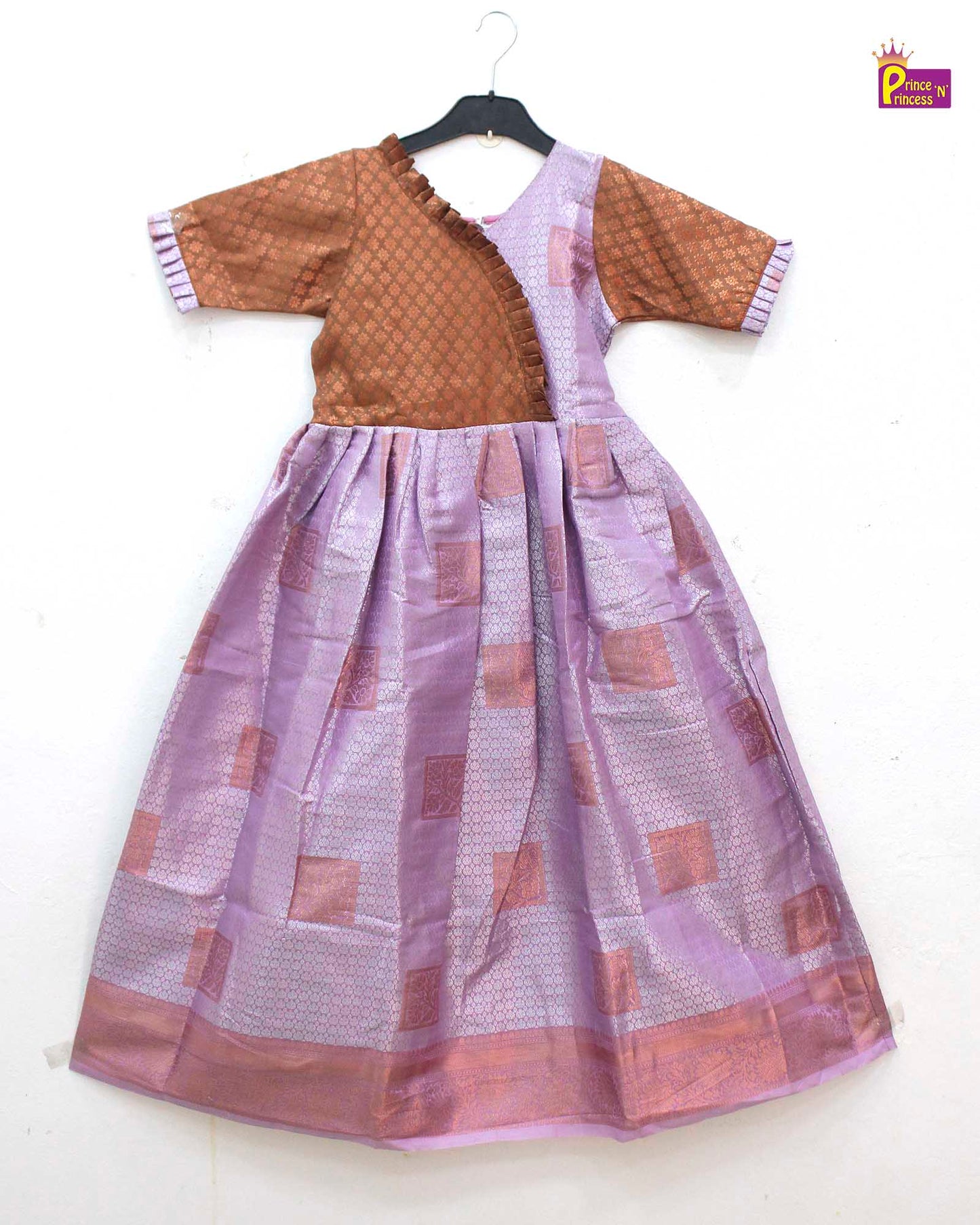 Kids Purple With Copper Ethnic Party Gown PG411