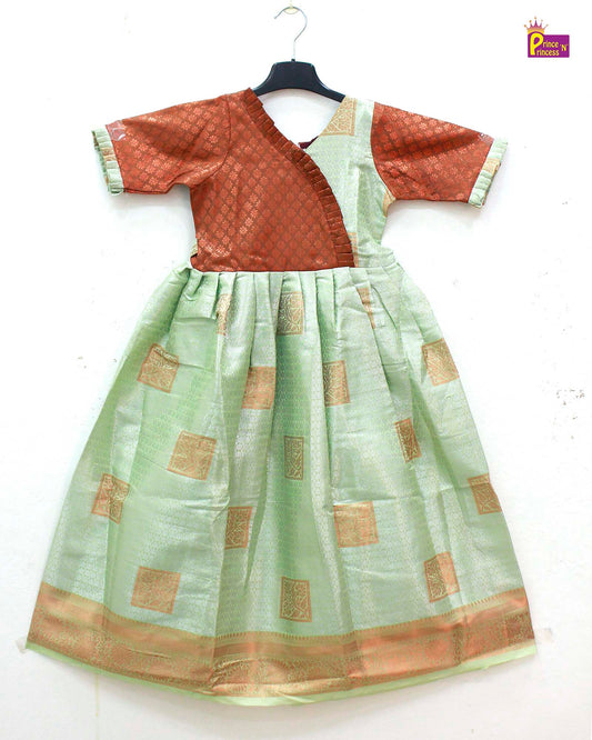 Kids Pistagreen copper Ethnic Party Gown PG412