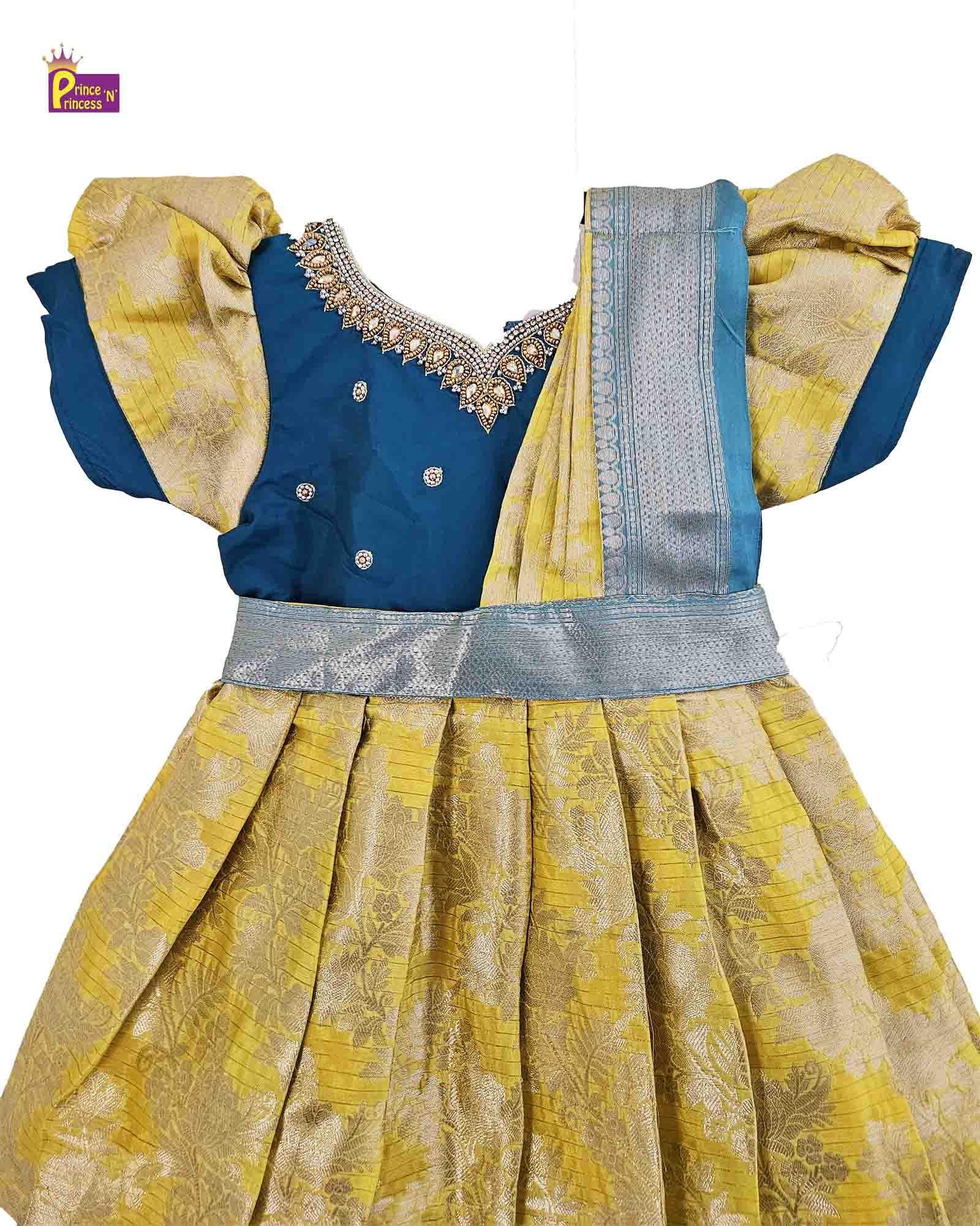 Kids Ramablue Yellow  Traditional  Gown with Shawl PG440 Prince N Princess