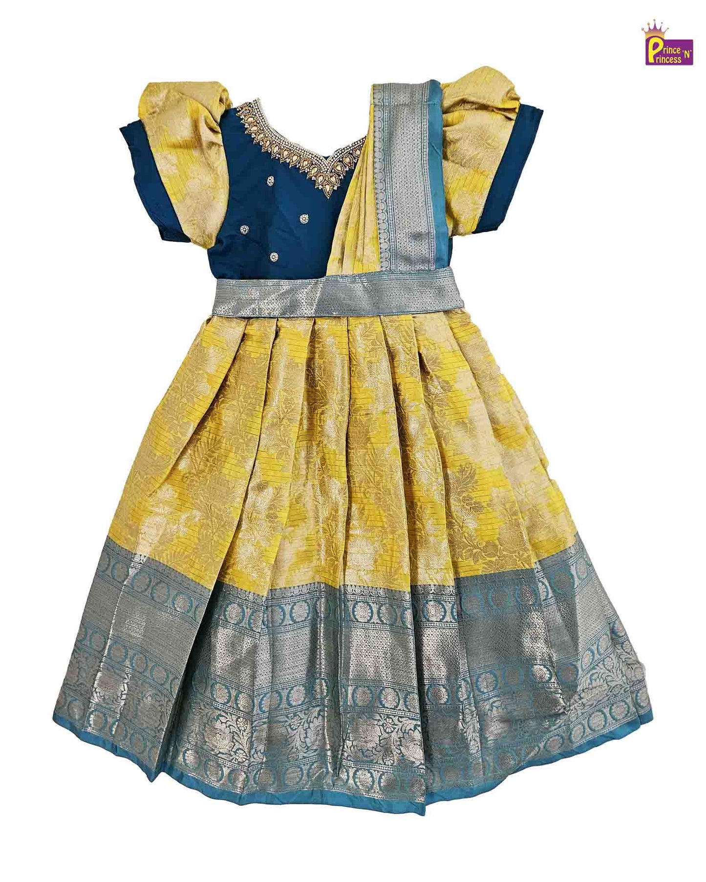 Kids Ramablue Yellow  Traditional  Gown with Shawl PG440 Prince N Princess
