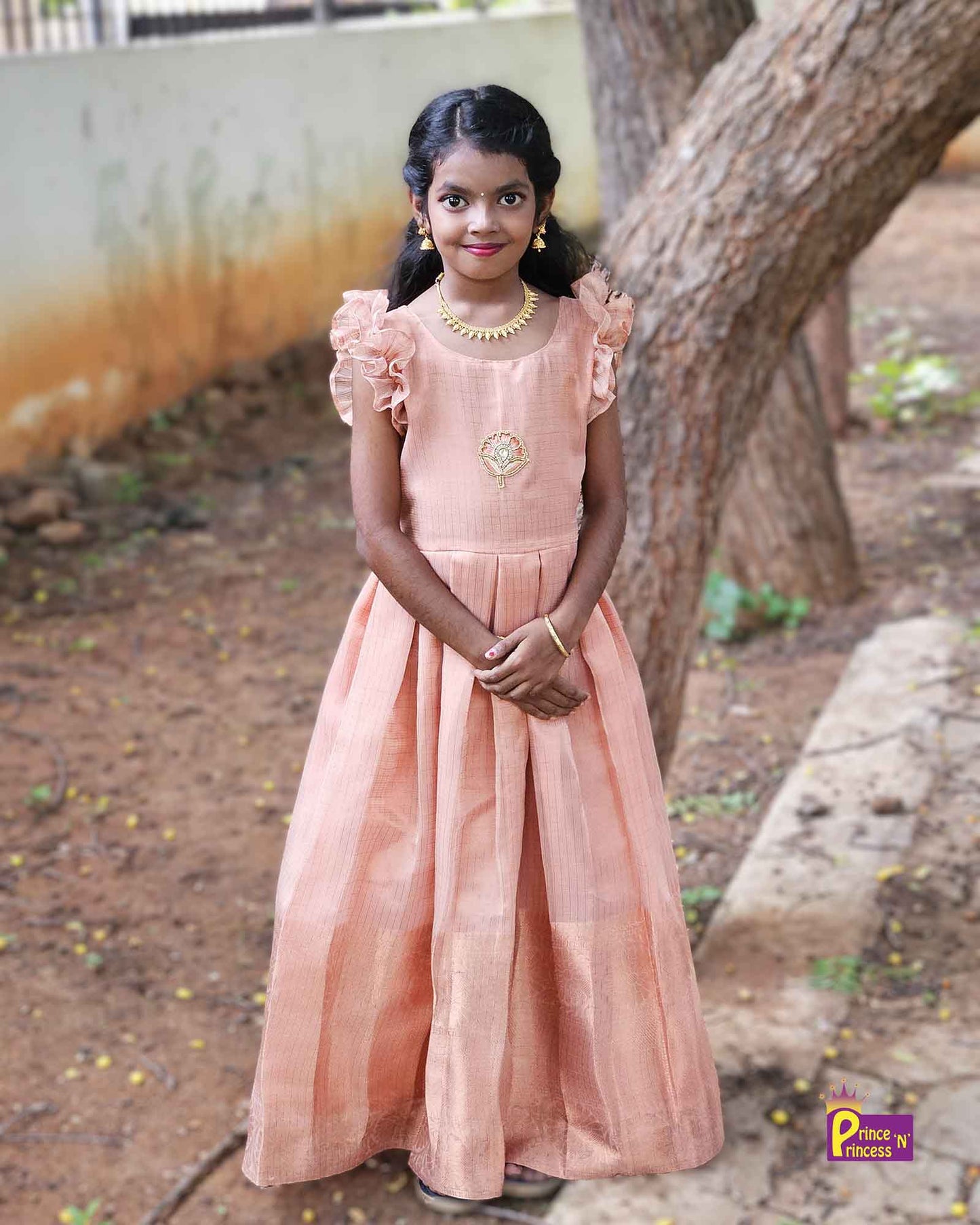 Traditional Peach Long gown PG465