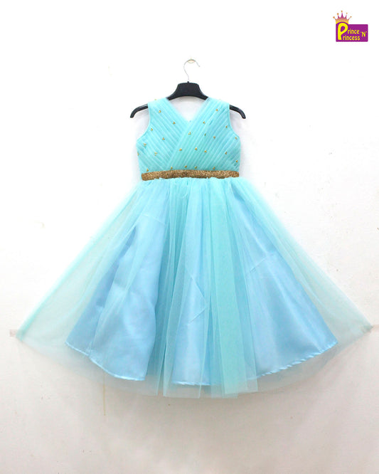 Kids Skyblue Birthday Frock  PG469