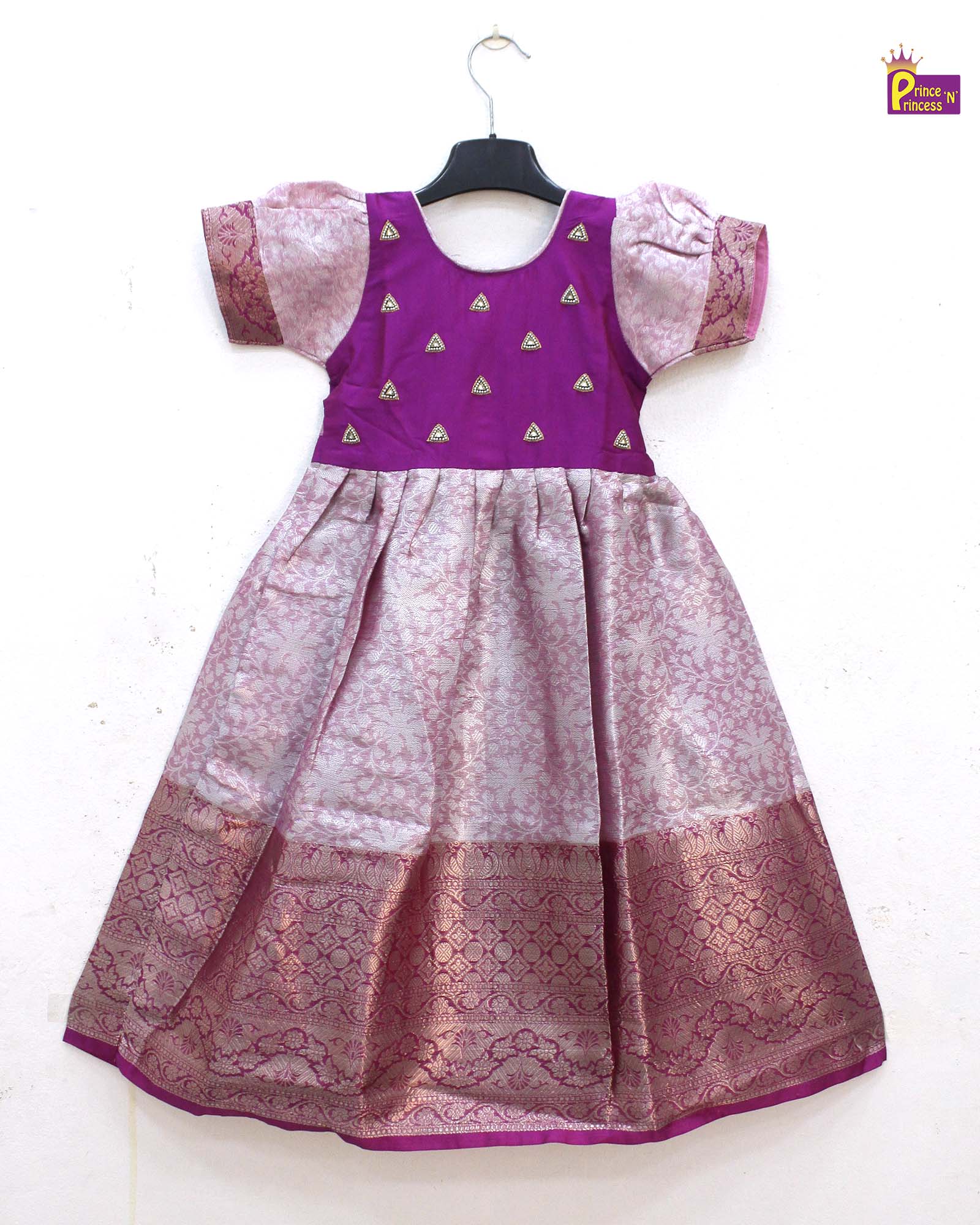 Kids Traditional Megenta aari Long gown  PG554