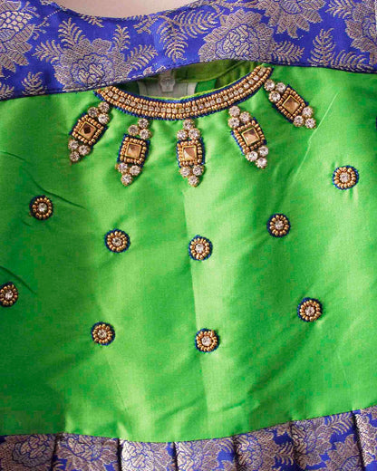 Prince N Princess Green Blue AARI work Pattu Gown PG377 Prince N Princess