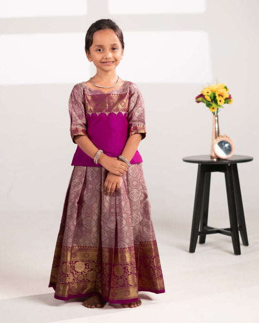 Kids Purple Traditional Pattupavadai PPP1620