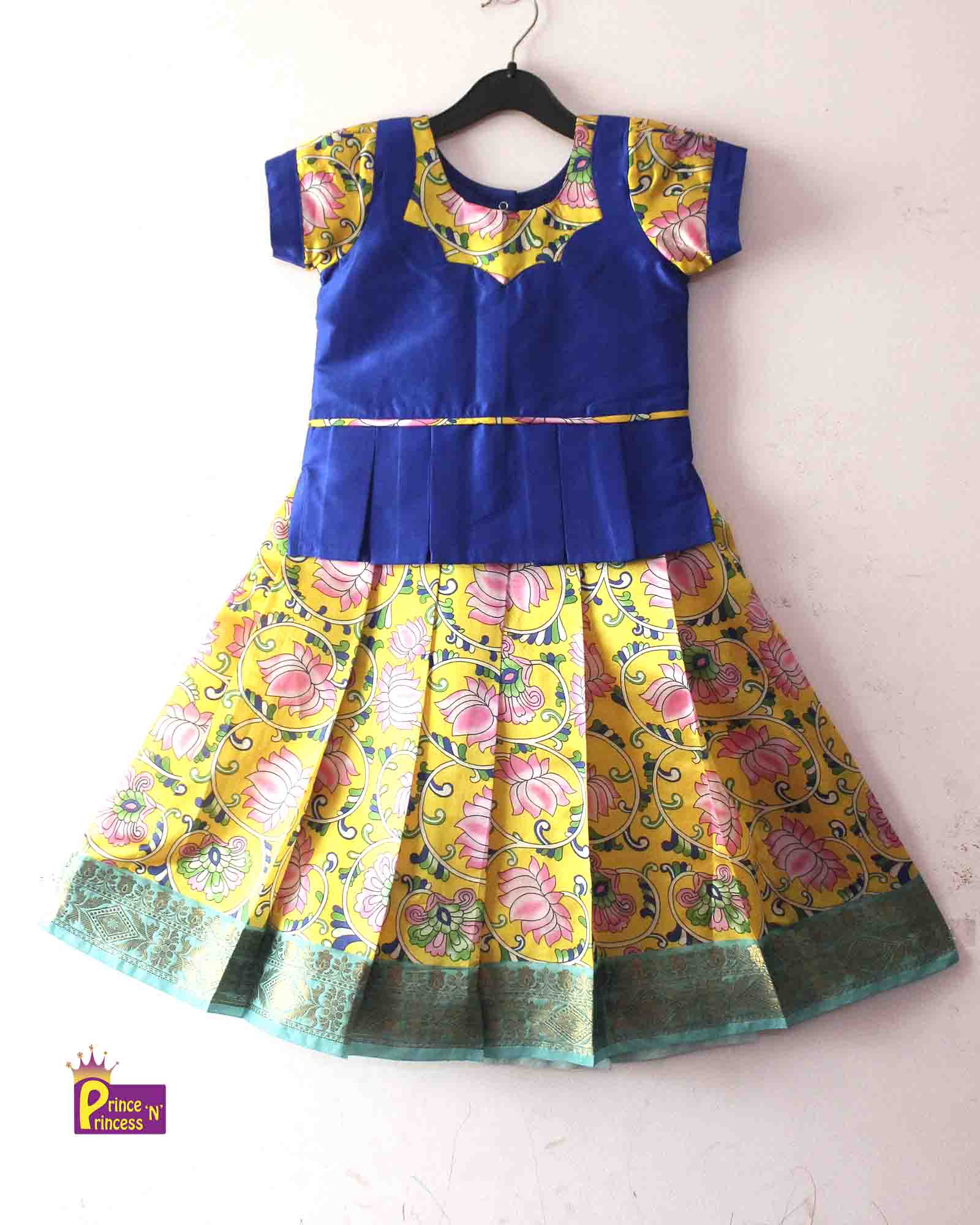 Kids Blue Yellow  Festival Wear PattuPavadai PPP1431 Prince N Princess