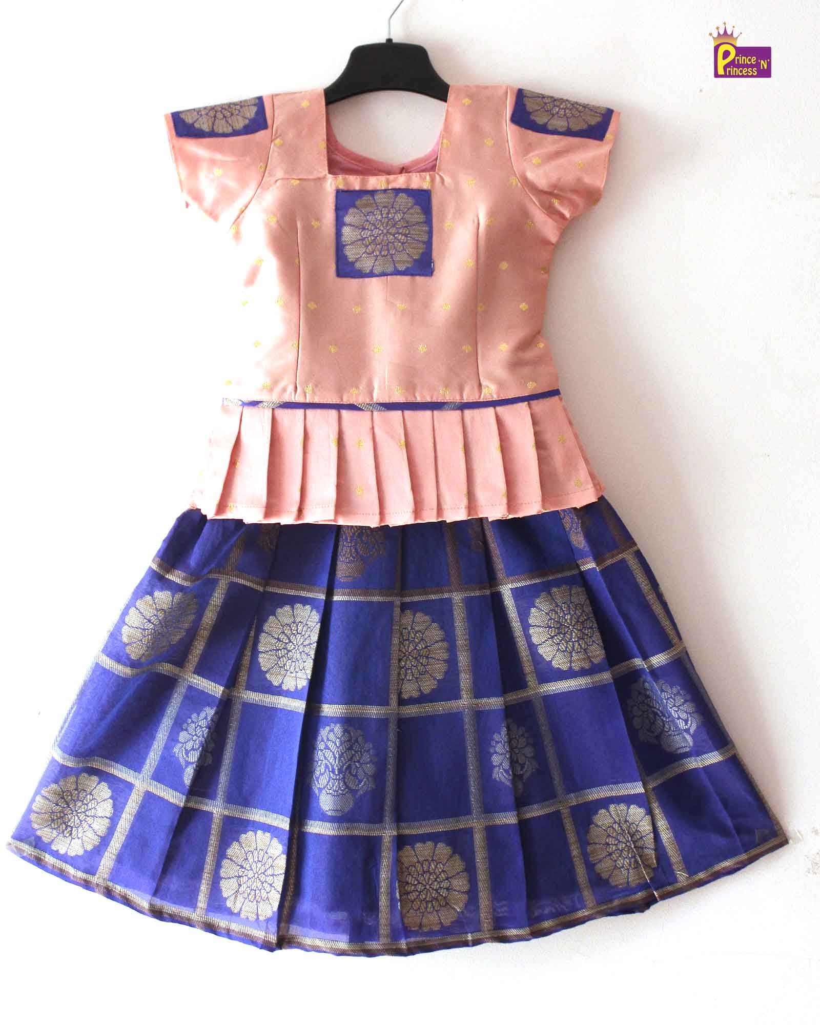 Kids Pink Blue  Traditional Pattu Pavadai PPP1219 Prince N Princess