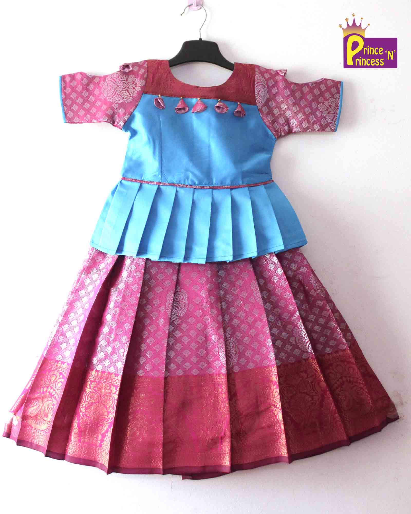 Kids Prince N Princess Sky blue Pink Pattu Pavadai PPP1336