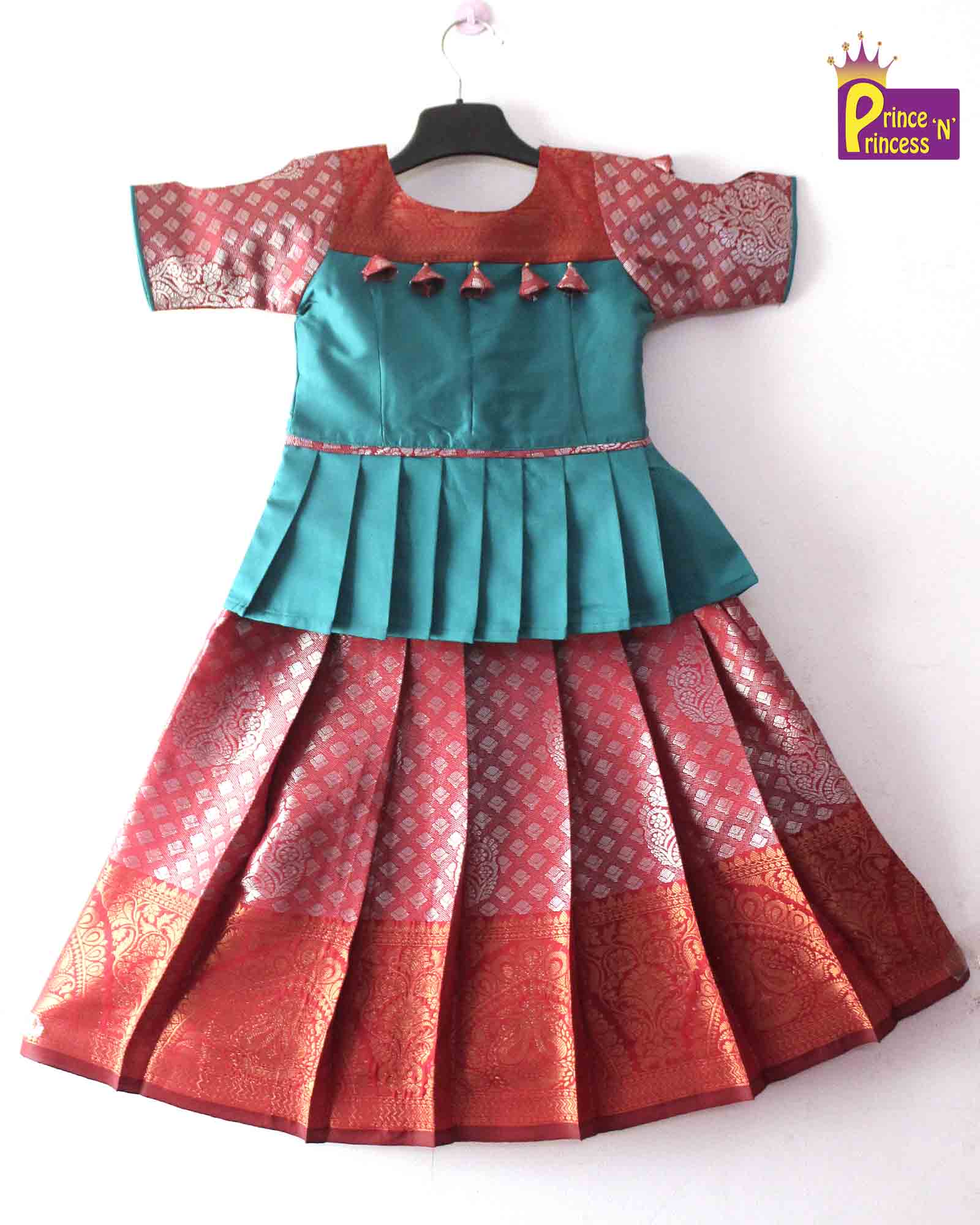 Kids Prince N Princess Rama green And Red Traditional  Pattu Pavadai PPP1337 Prince N Princess